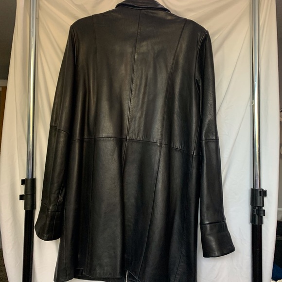 Gallery Italian Genuine Leather Trench Coat Jacket - Picture 2 of 6